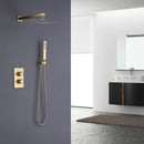 Thinny Wall Mounted Thermostatic 10 In Shower System with Handshower in Brushed Gold