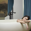Sheeny 1 Handle Freestanding Tub Faucet with Handheld in Matte Black