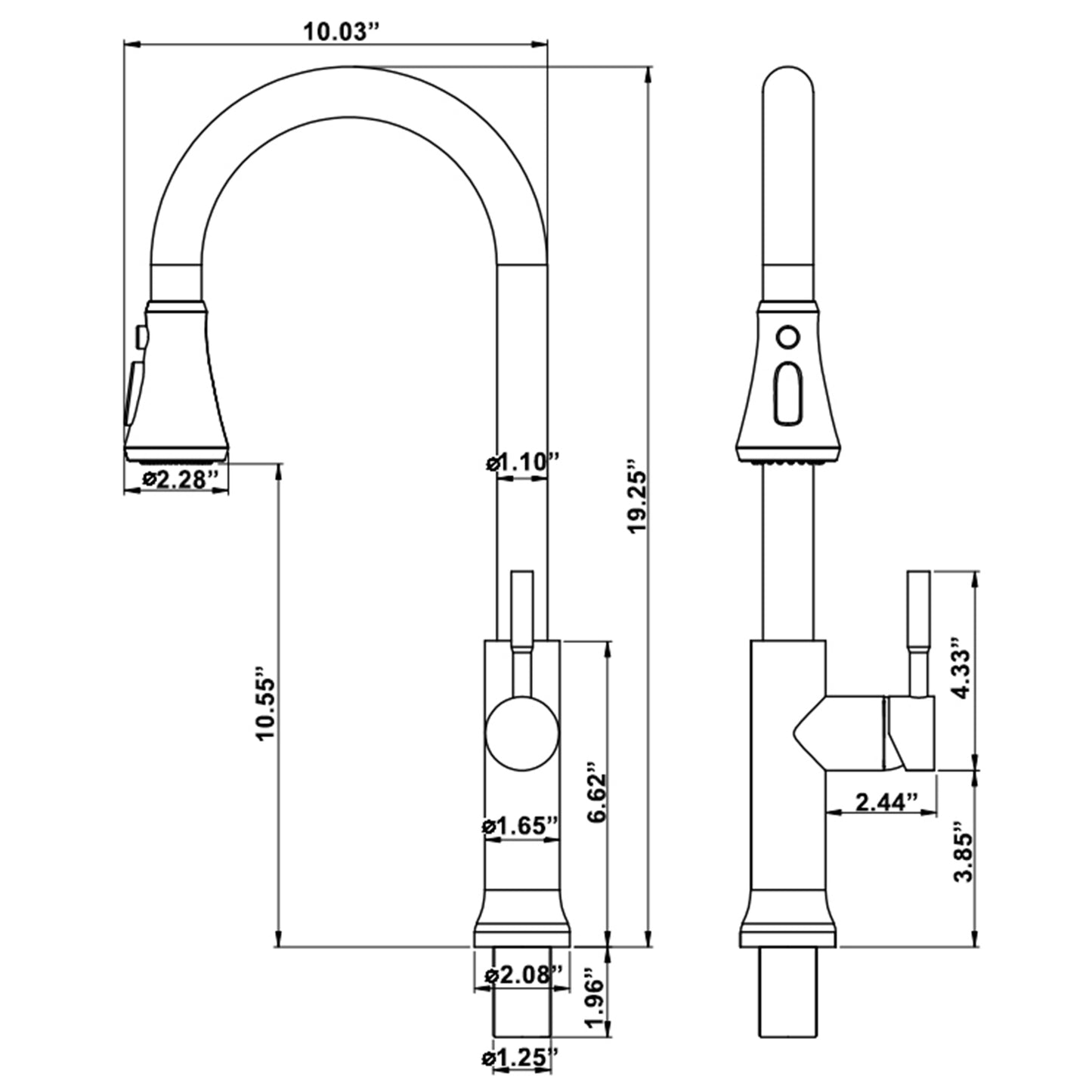 Goavi Matte Black Pull Down Touchless Single Handle Kitchen Faucet