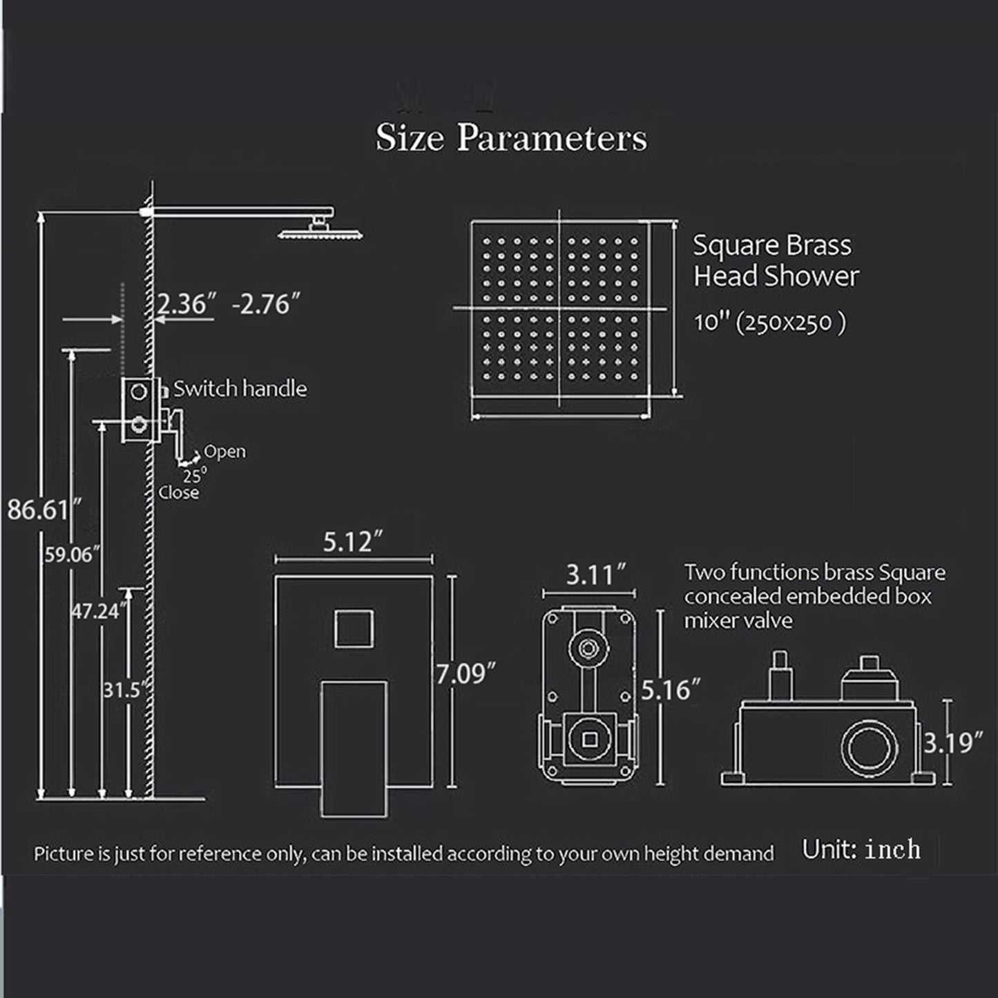 Smoell Pressure Balanced 10 In Shower System with Handshower in Brushed Gold