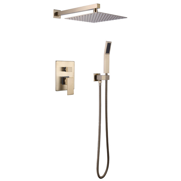 Smoell Pressure Balanced 10 In Shower System with Handshower in Brushed Gold