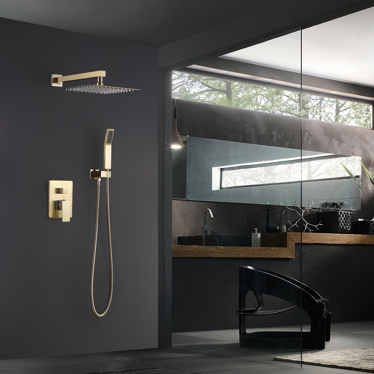 Smoell Pressure Balanced 10 In Shower System with Handshower in Brushed Gold