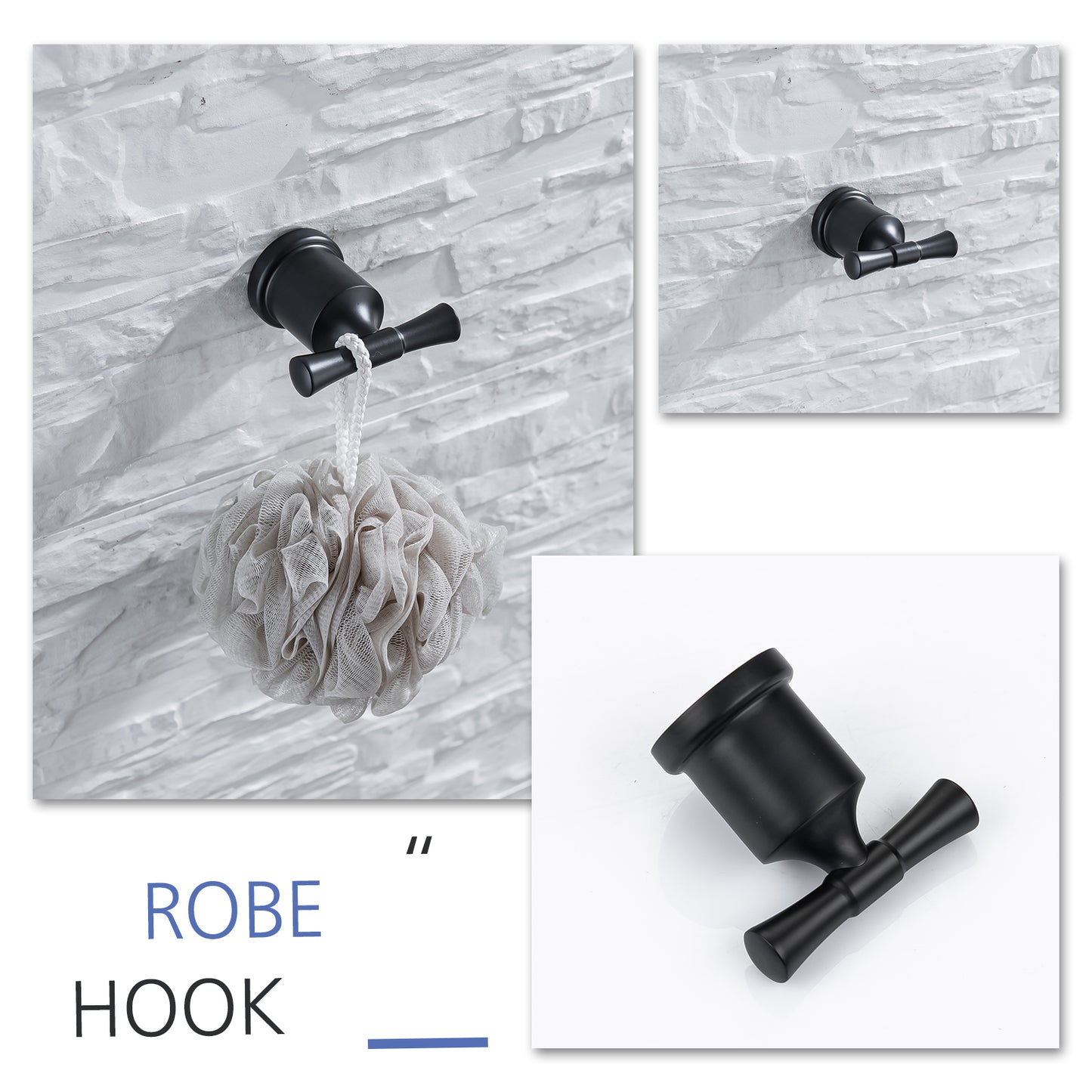 Posca Wall Mounted Matte Black Bathroom Hardware 4-Piece Set