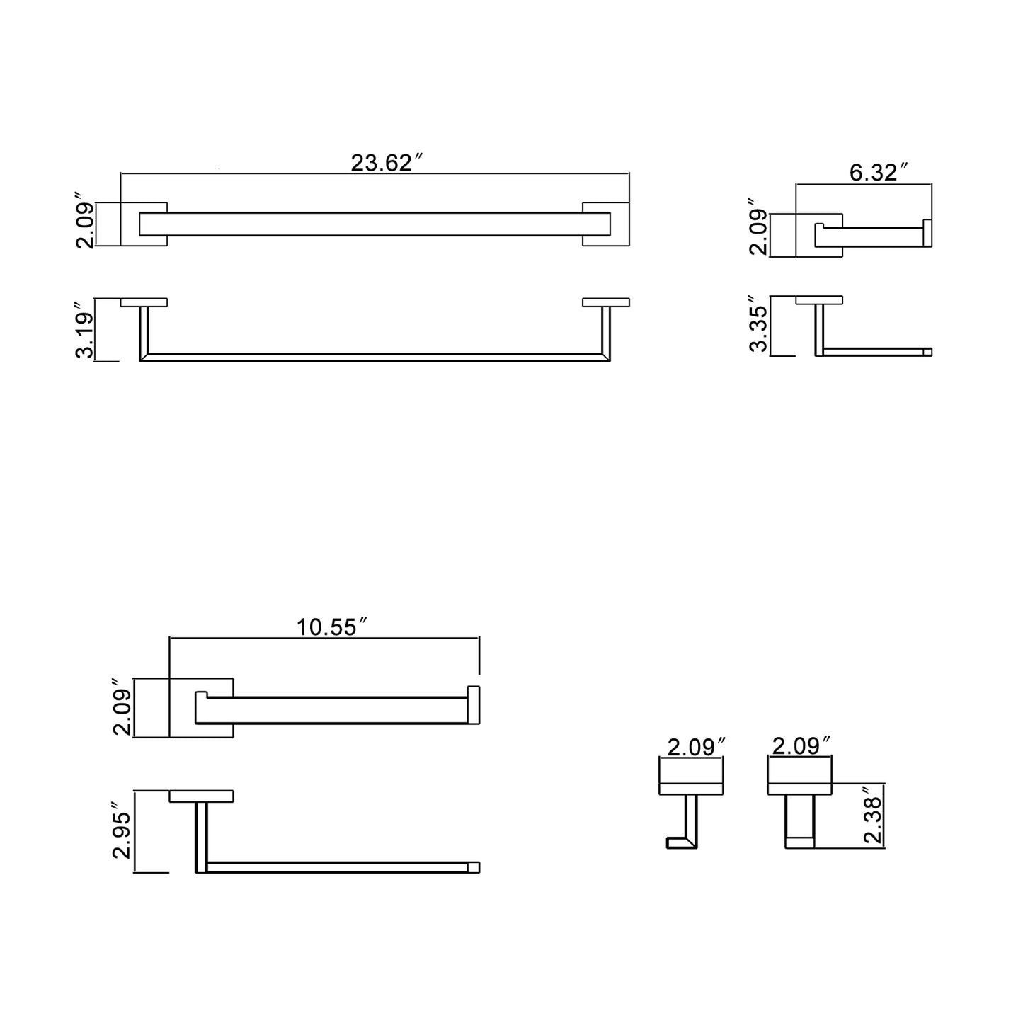 Mally 4-Piece Bathroom Hardware Towel Bar Set