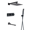 Rozz Wall Mounted 10 In Shower System with Tub Faucet in Matte Black
